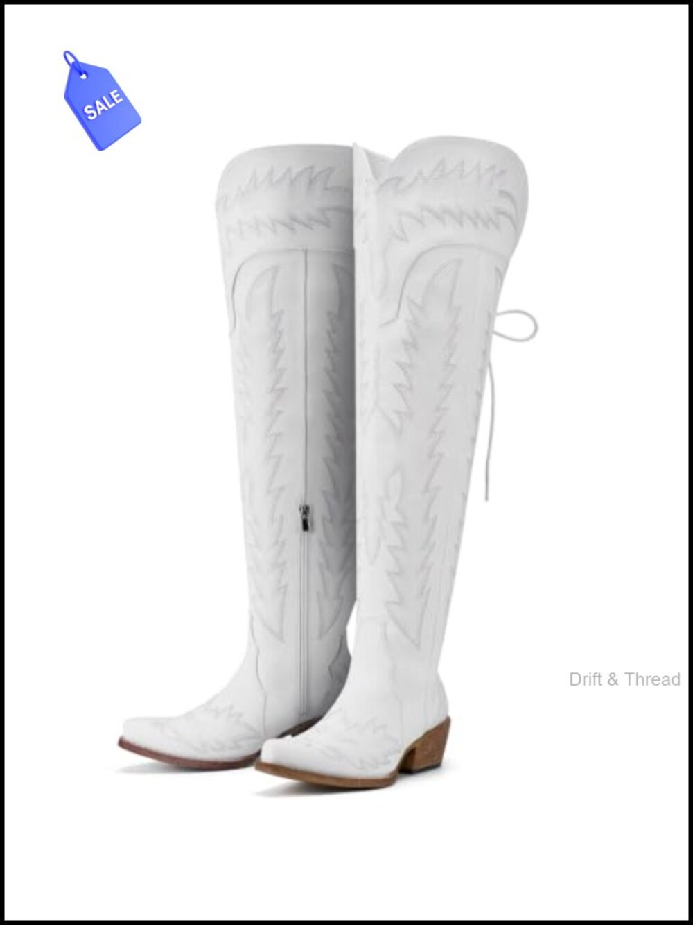 Wide Calf Cowboy Boots Over Knee Lace Up Western Snip Toe Women